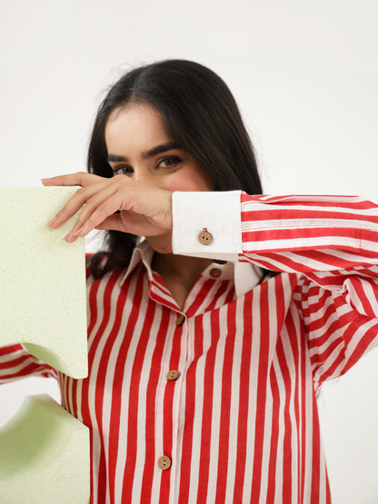 Garnet Stripes Cotton Co-ord Set