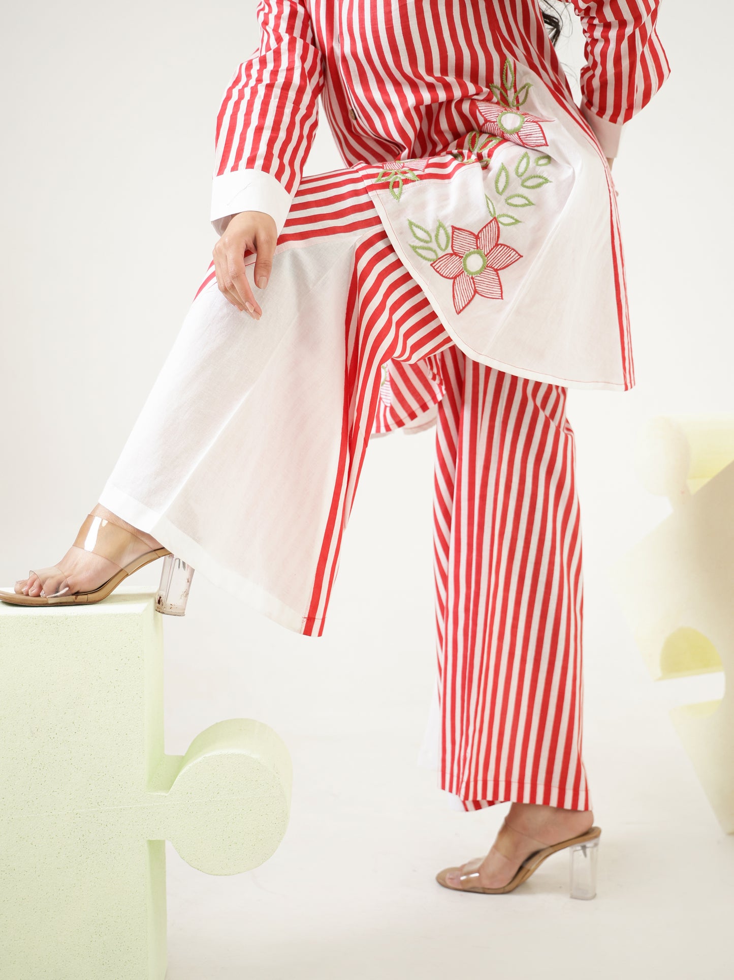 Garnet Stripes Cotton Co-ord Set