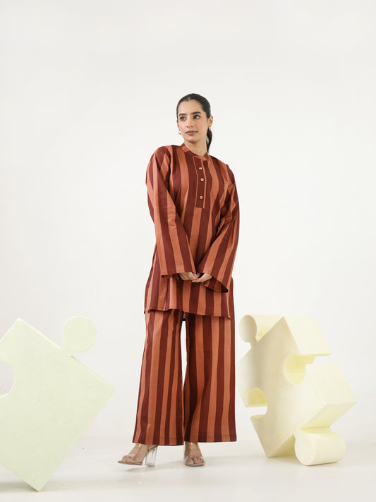 Choco Stripes Cotton Co-ord Set