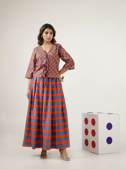 Blue Jay Checks Top & Skirt Set