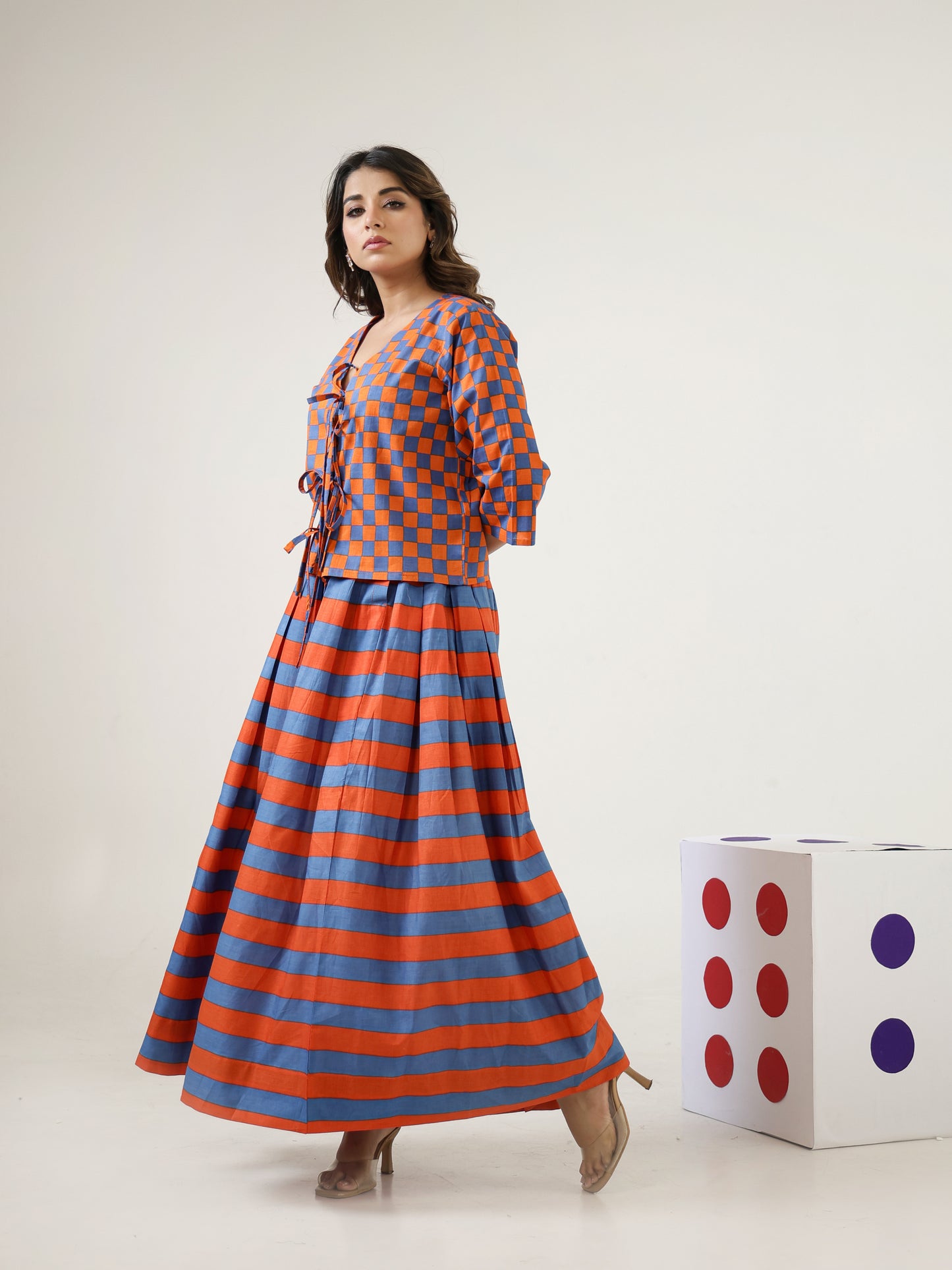 Blue Jay Checks Top & Skirt Set