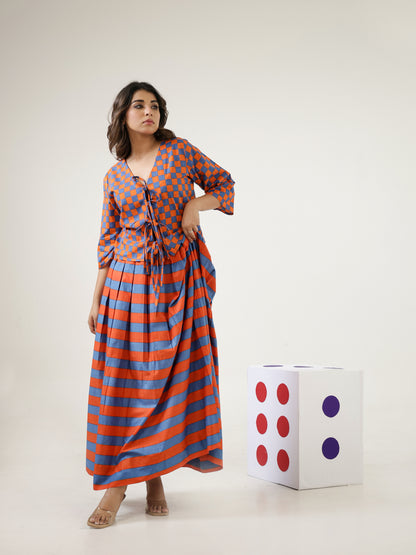 Blue Jay Checks Top & Skirt Set