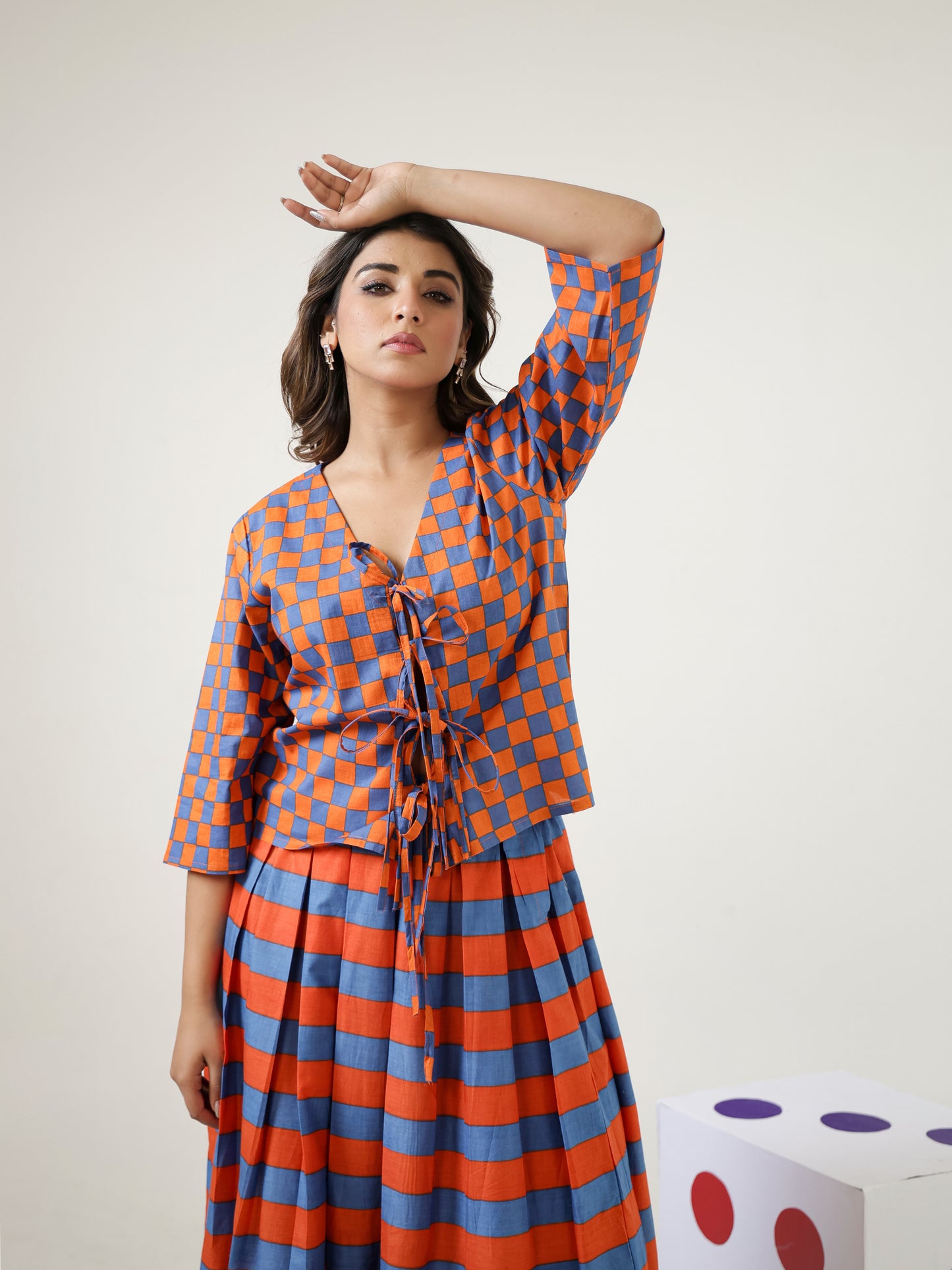 Blue Jay Checks Top & Skirt Set