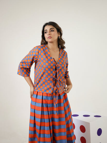 Blue Jay Checks Top & Skirt Set