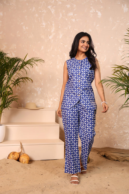 Han Blue Cotton Coord Set