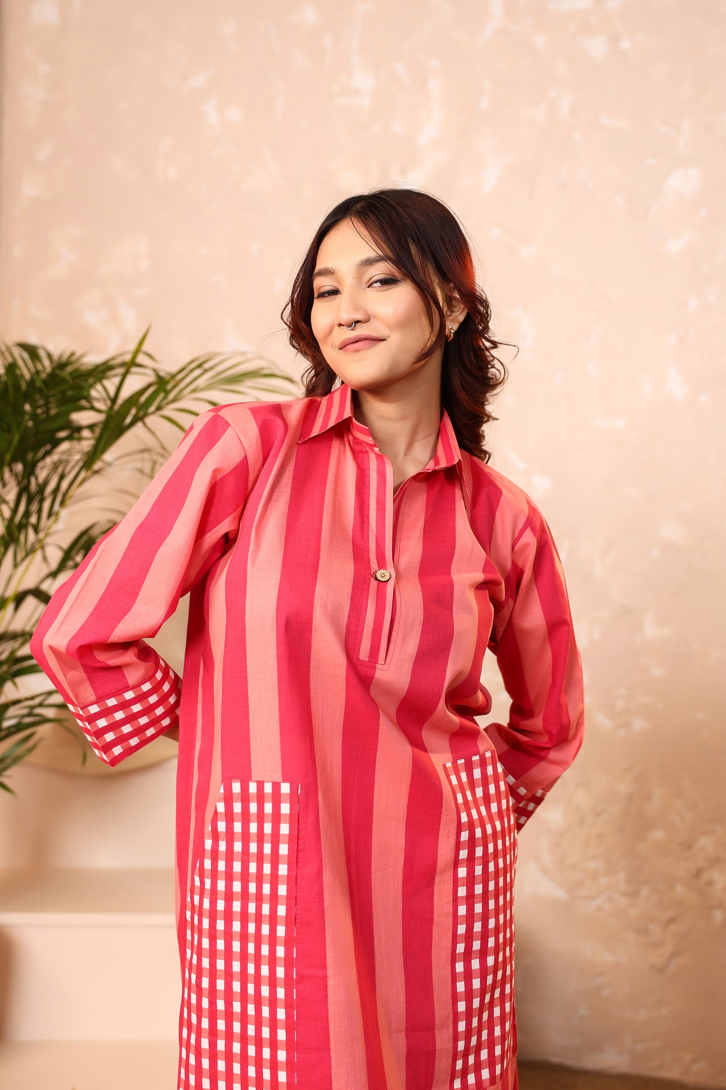 Taffy Blush Stripes Cotton Dress