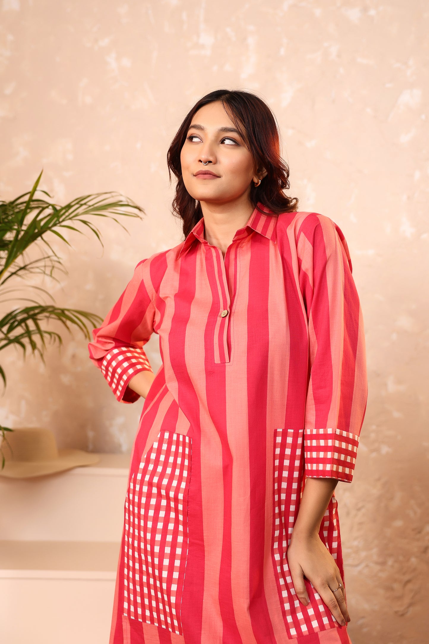 Taffy Blush Stripes Cotton Dress