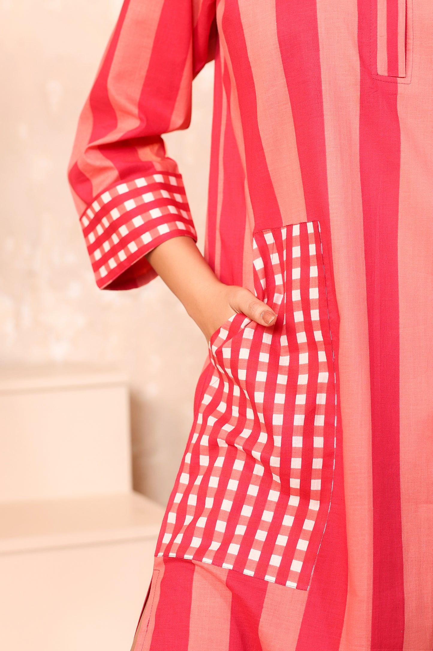 Taffy Blush Stripes Cotton Dress