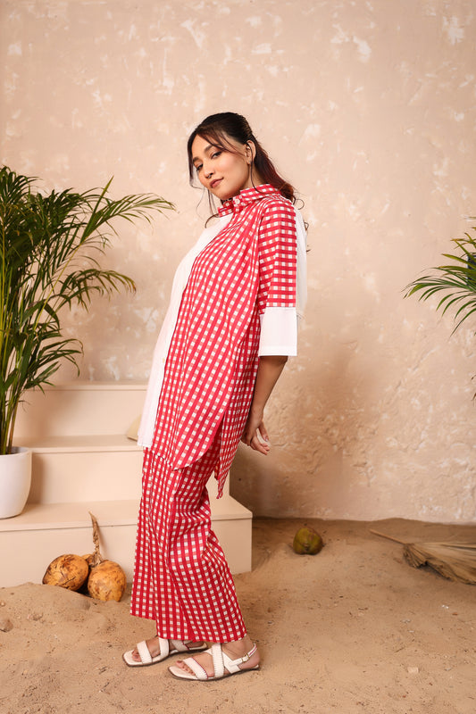 Rosy Checks Cotton Coord Set