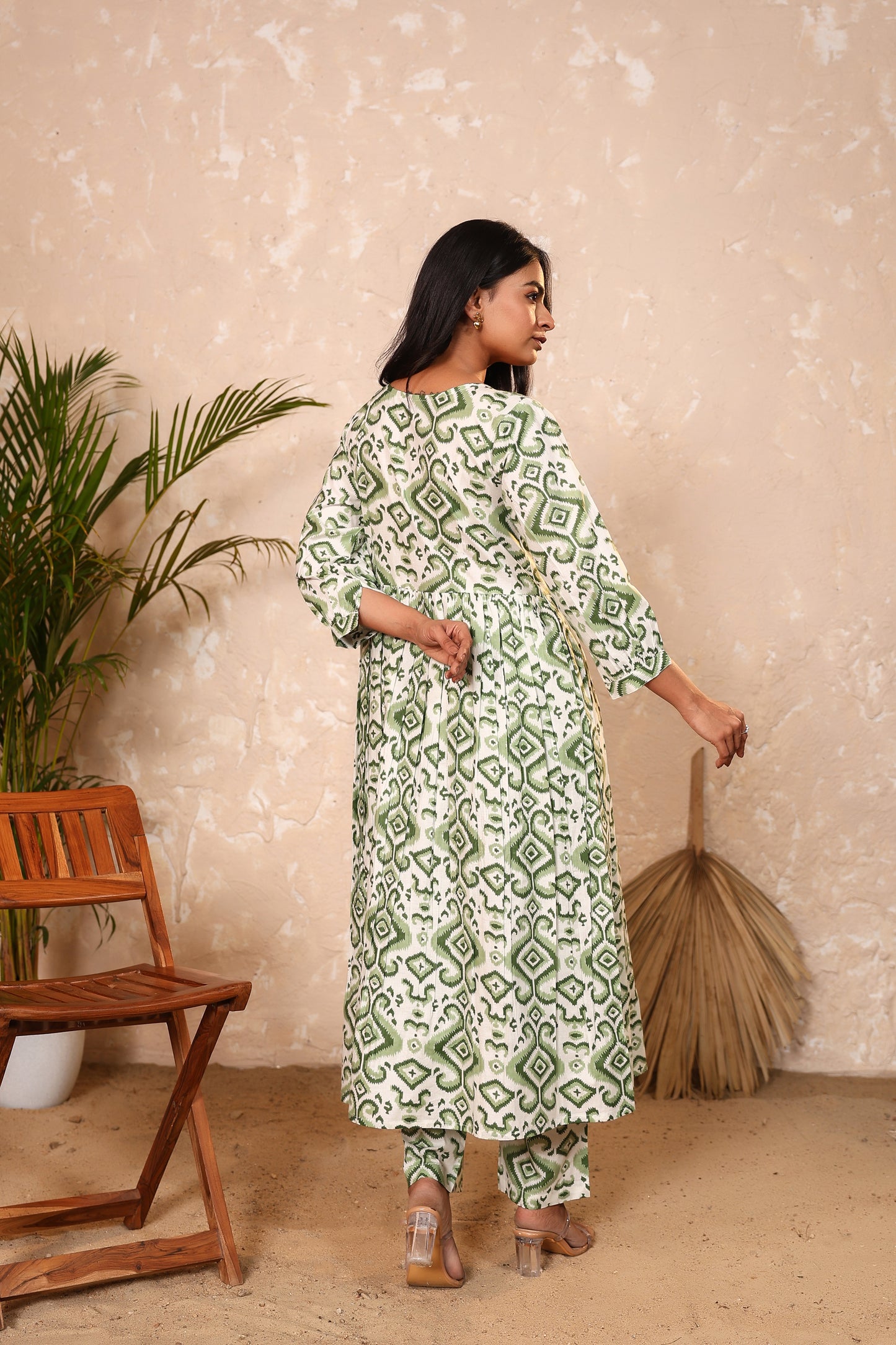Green Ikkat Cotton Coord Set