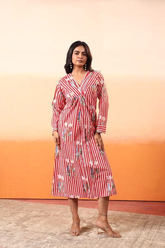 Runway Red Stripe Cotton Dress
