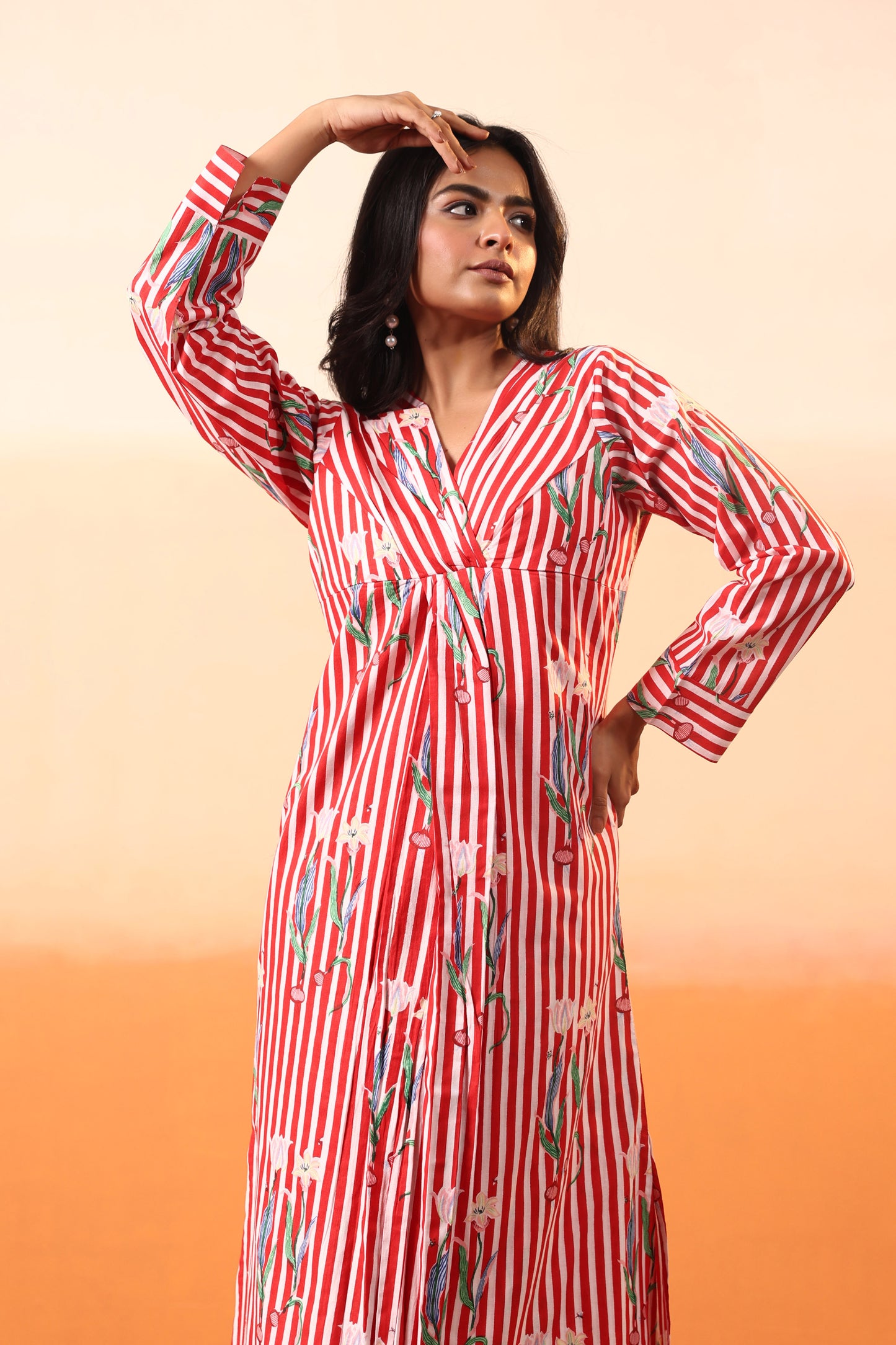 Runway Red Stripe Cotton Dress
