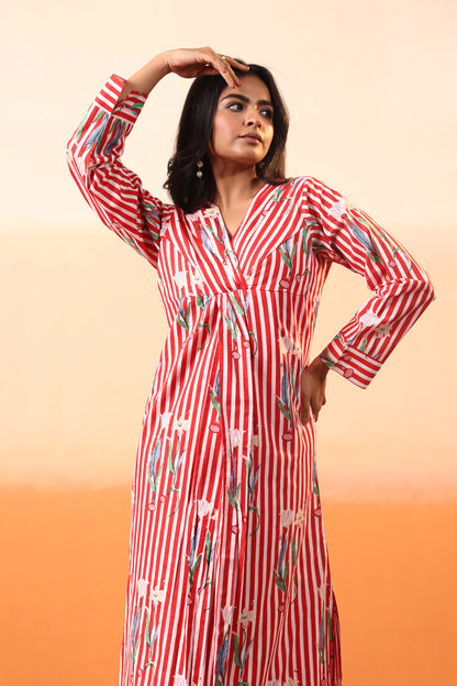 Runway Red Stripe Cotton Dress