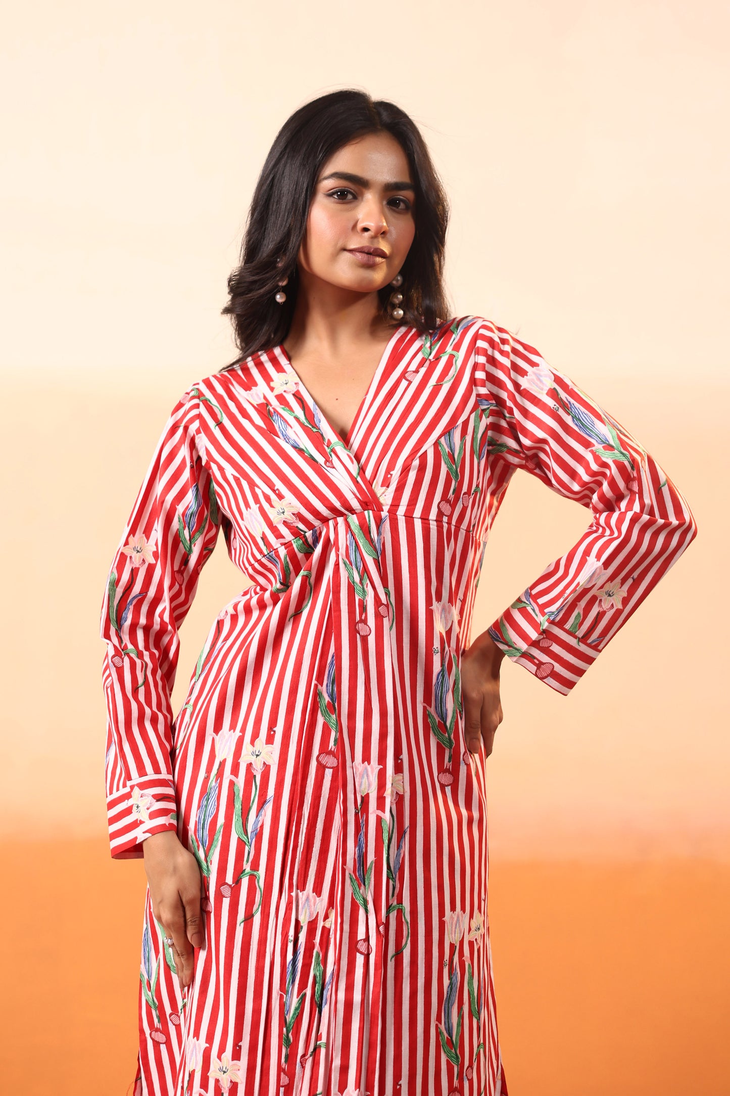 Runway Red Stripe Cotton Dress