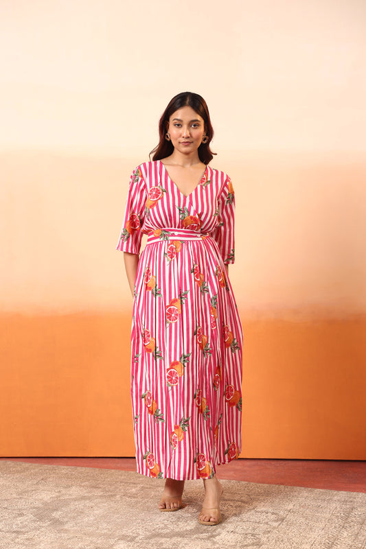 Pink Pinstripe Cotton Dress