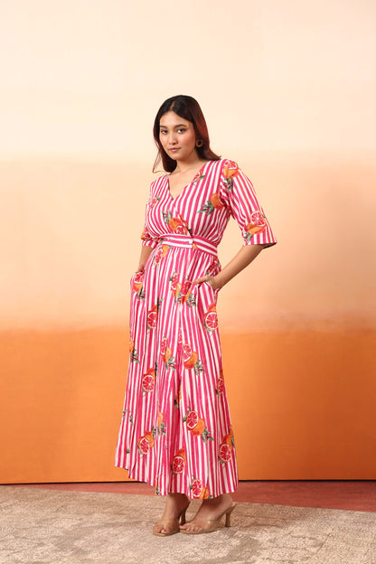 Pink Pinstripe Cotton Dress