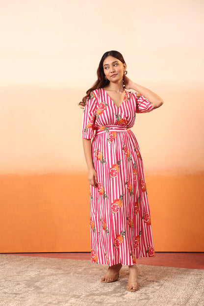 Pink Pinstripe Cotton Dress