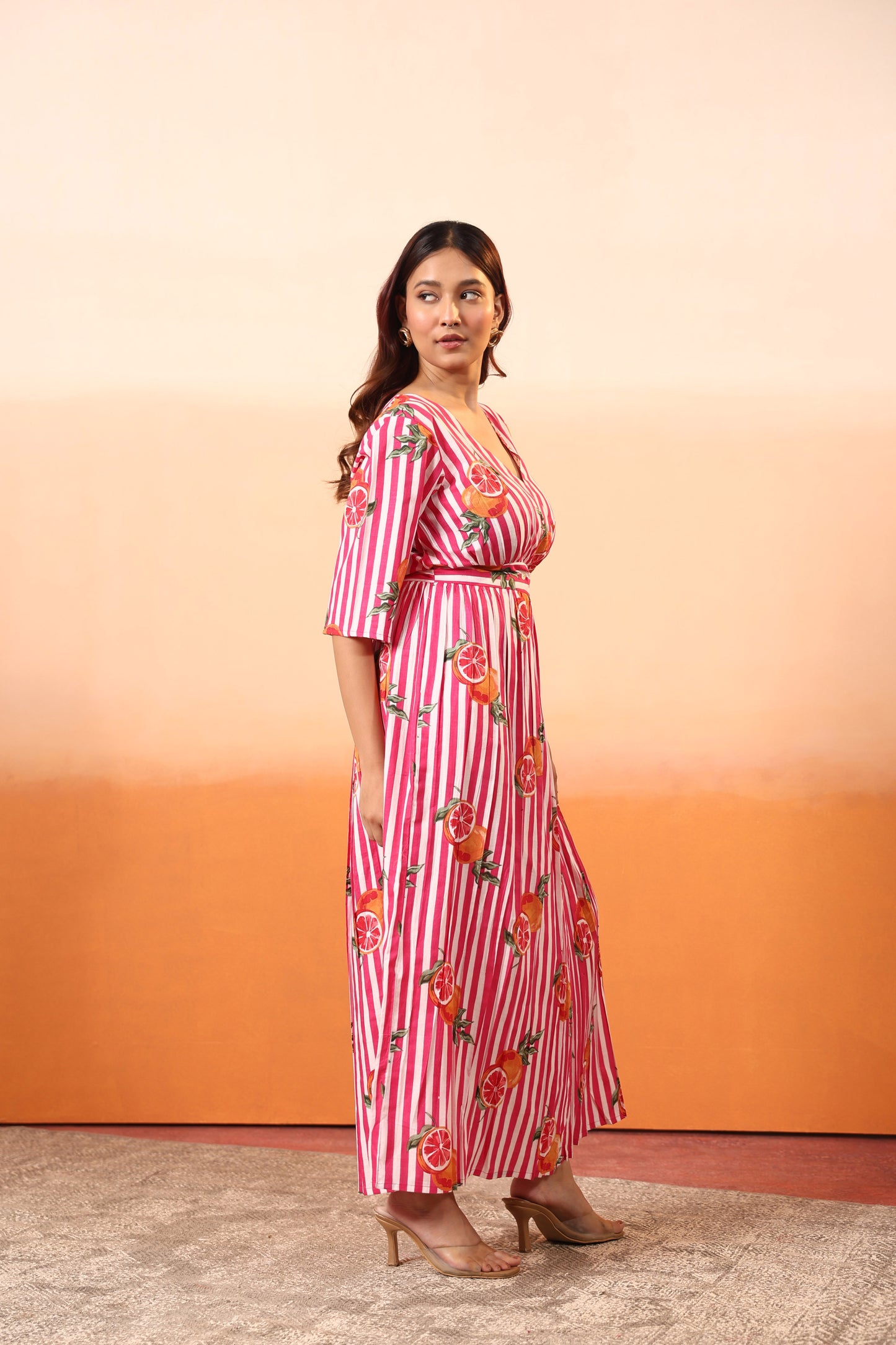 Pink Pinstripe Cotton Dress