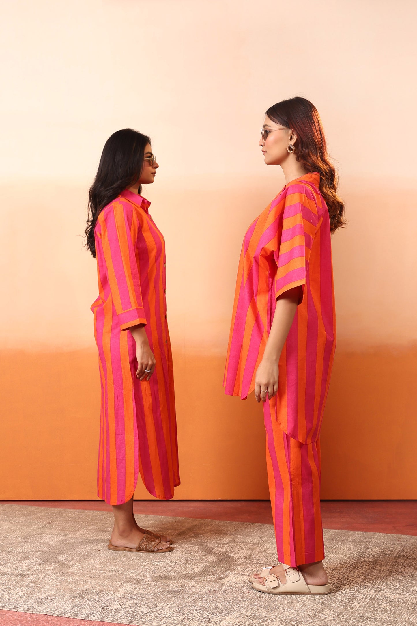 Sunset Stripe Shirt Dress