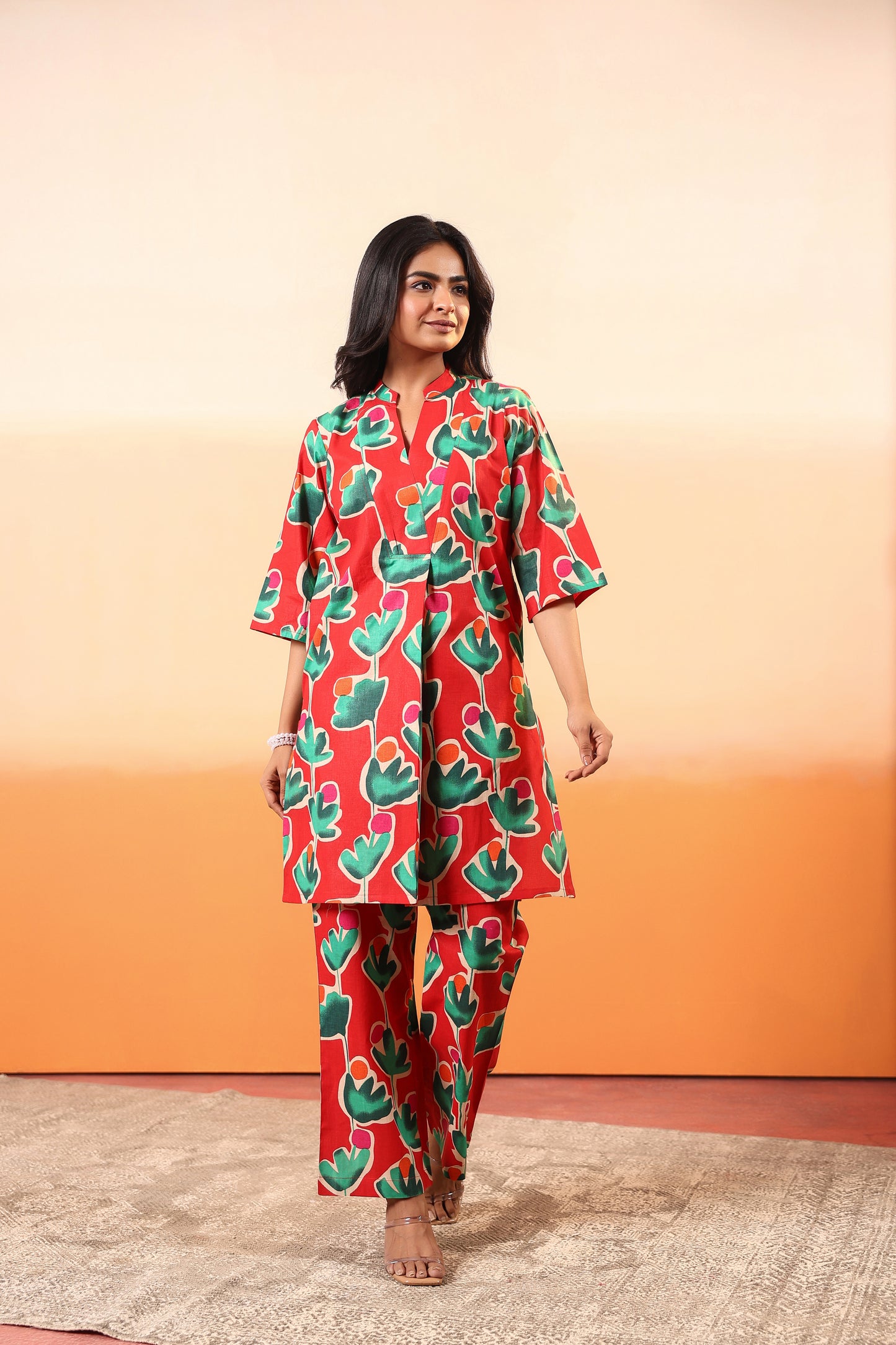 Scarlet Bloom Cotton Coord Set