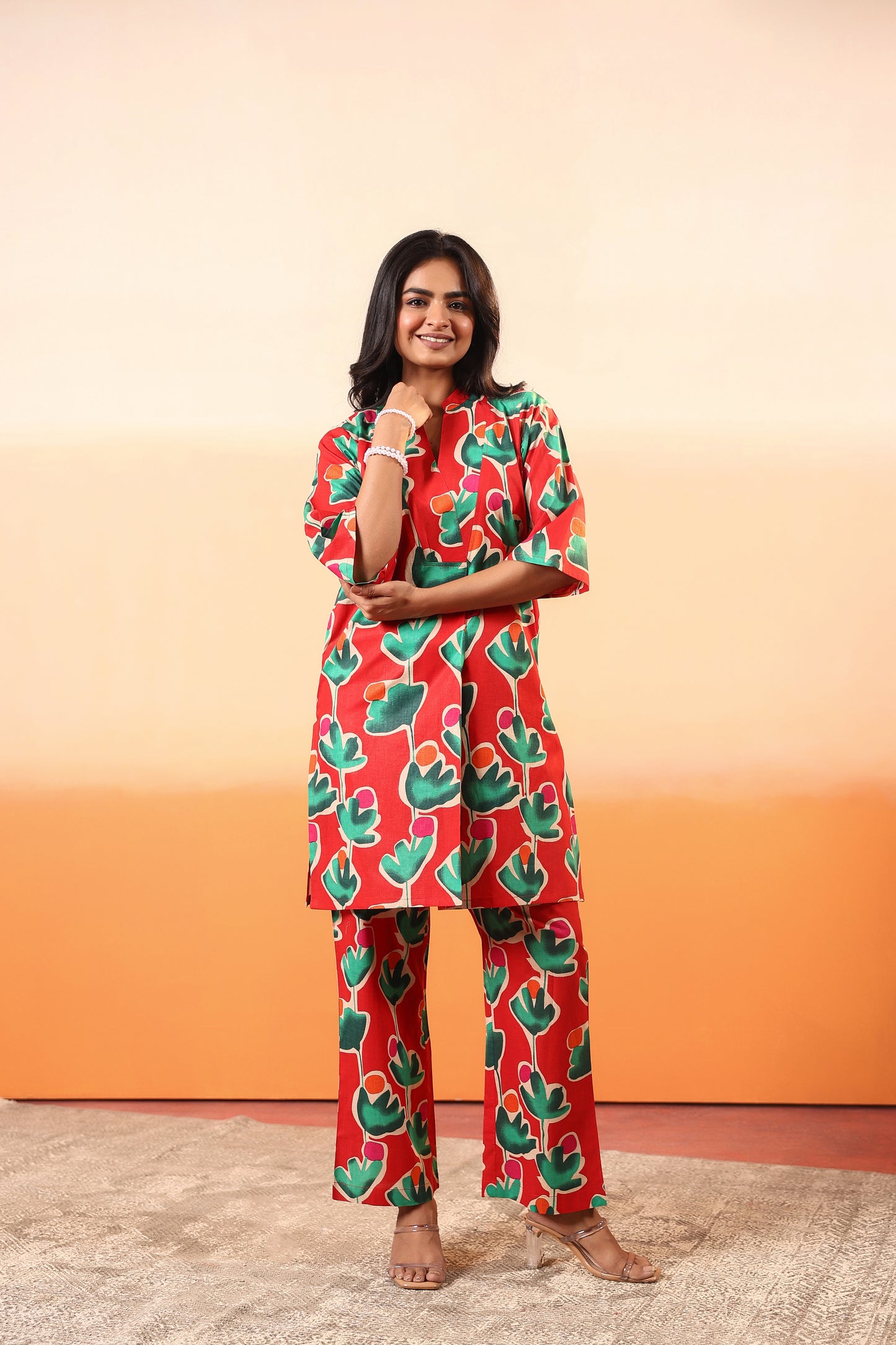 Scarlet Bloom Cotton Coord Set