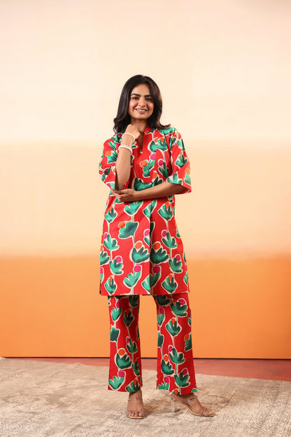 Scarlet Bloom Cotton Coord Set