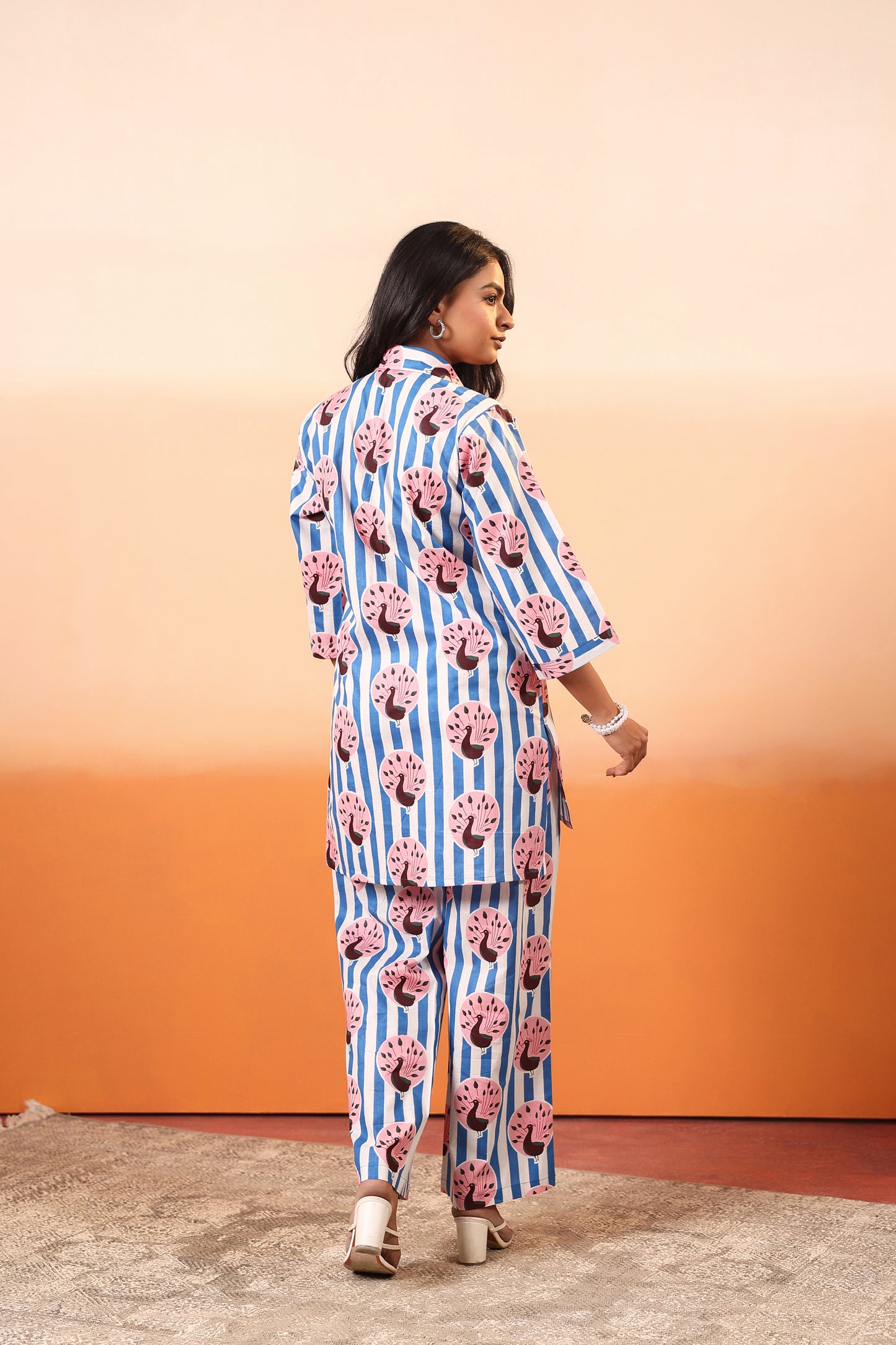 Peacock Stripes Cotton Coord Set
