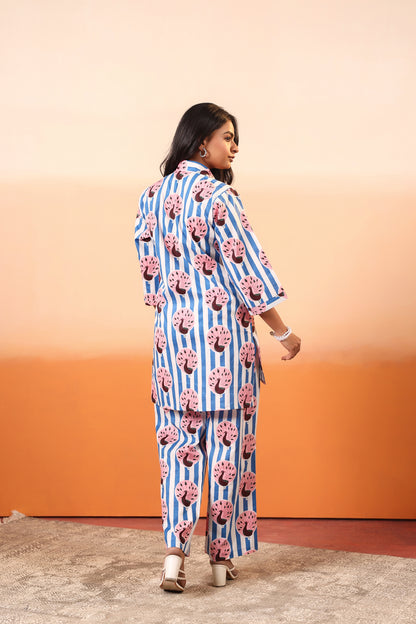 Peacock Stripes Cotton Coord Set
