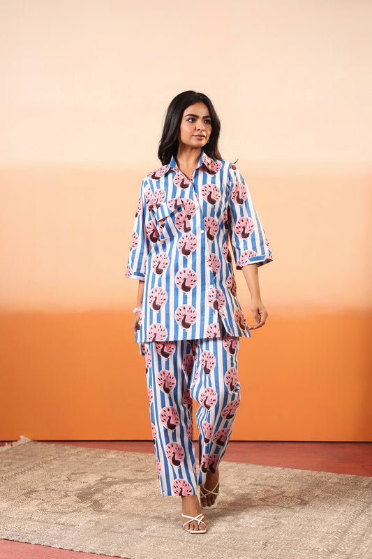 Peacock Stripes Cotton Coord Set