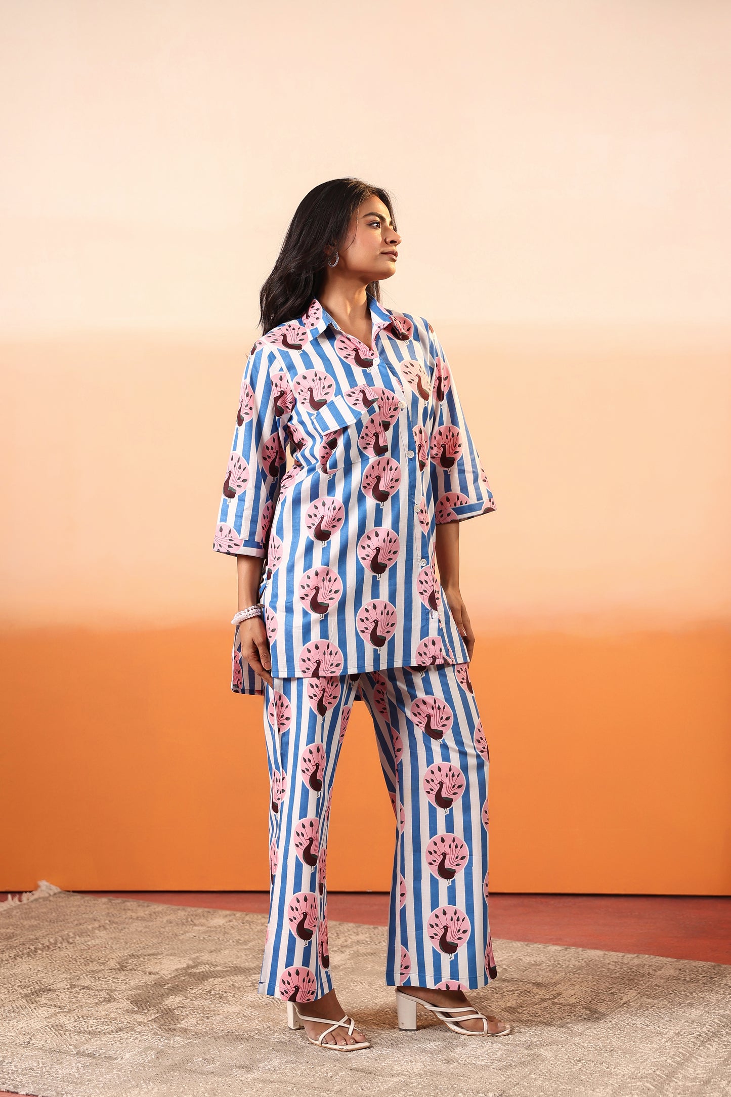Peacock Stripes Cotton Coord Set
