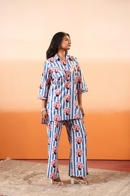 Peacock Stripes Cotton Coord Set