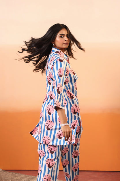 Peacock Stripes Cotton Coord Set