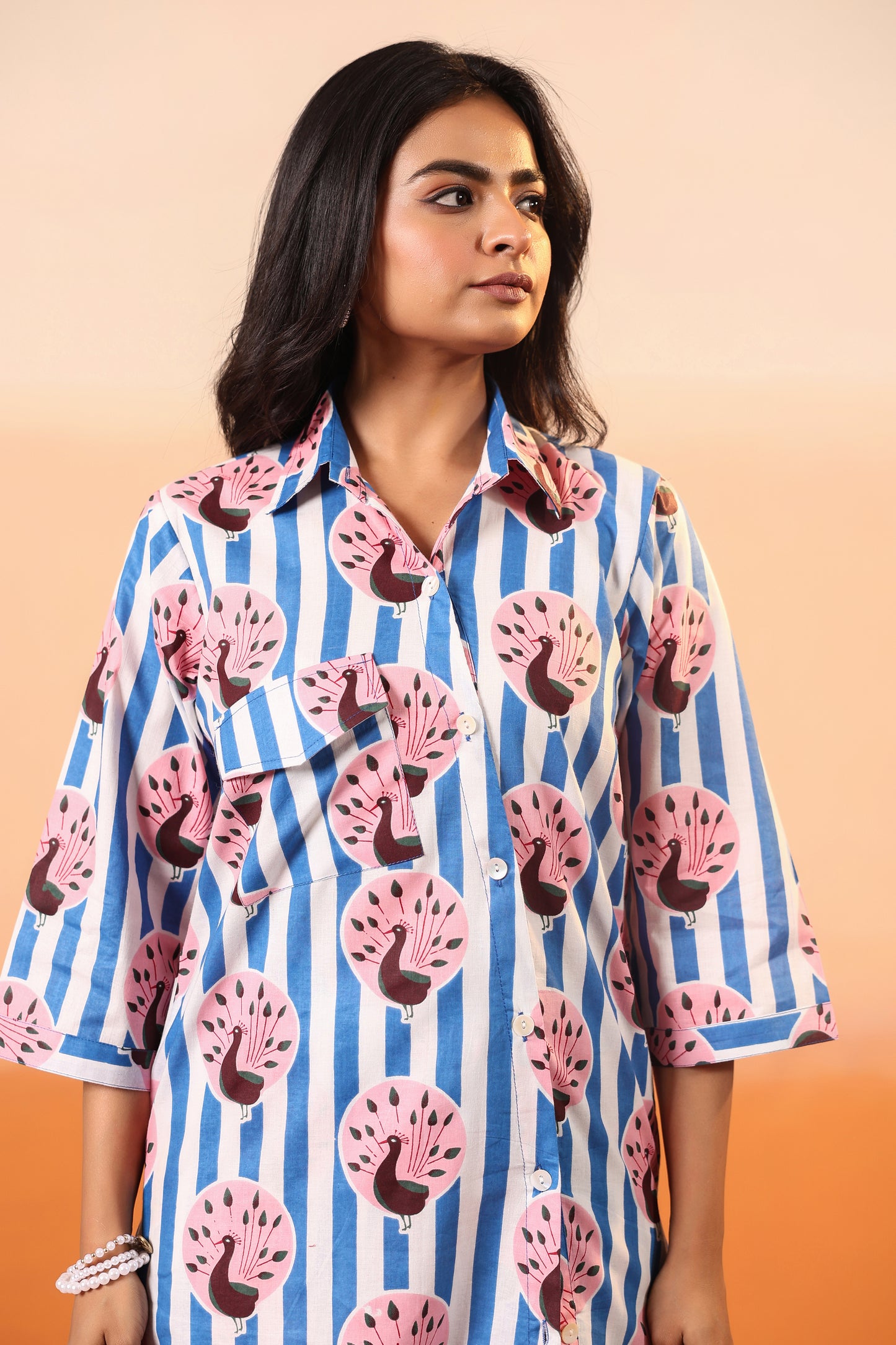 Peacock Stripes Cotton Coord Set