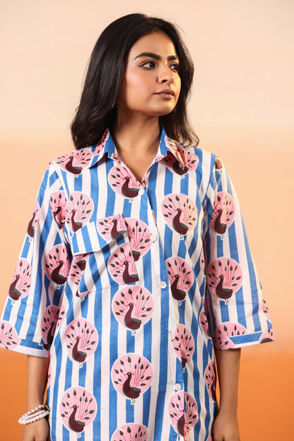 Peacock Stripes Cotton Coord Set