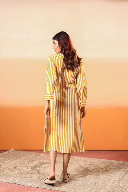 Golden Glow Cotton Dress