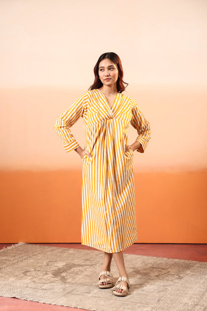 Golden Glow Cotton Dress