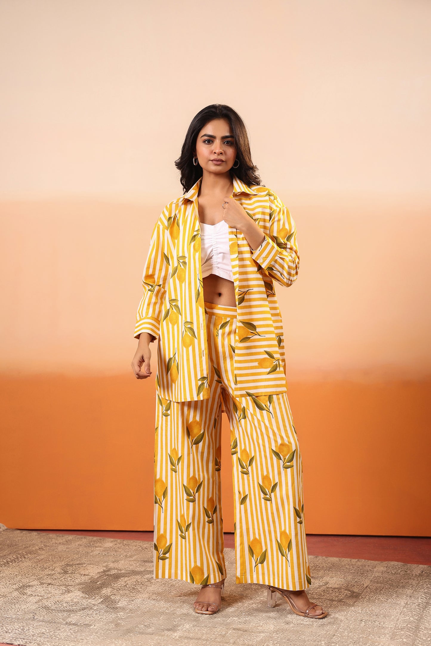 Zesty Affair Three Pcs Cotton Coord Set