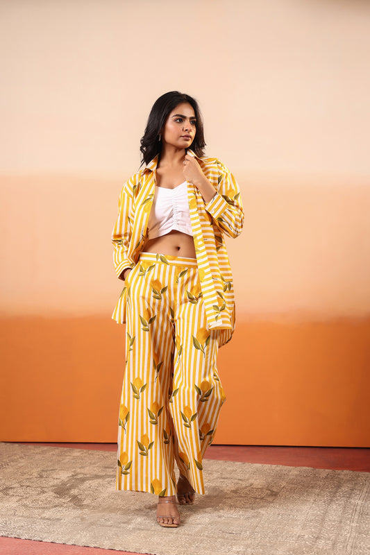 Zesty Affair Three Pcs Cotton Coord Set