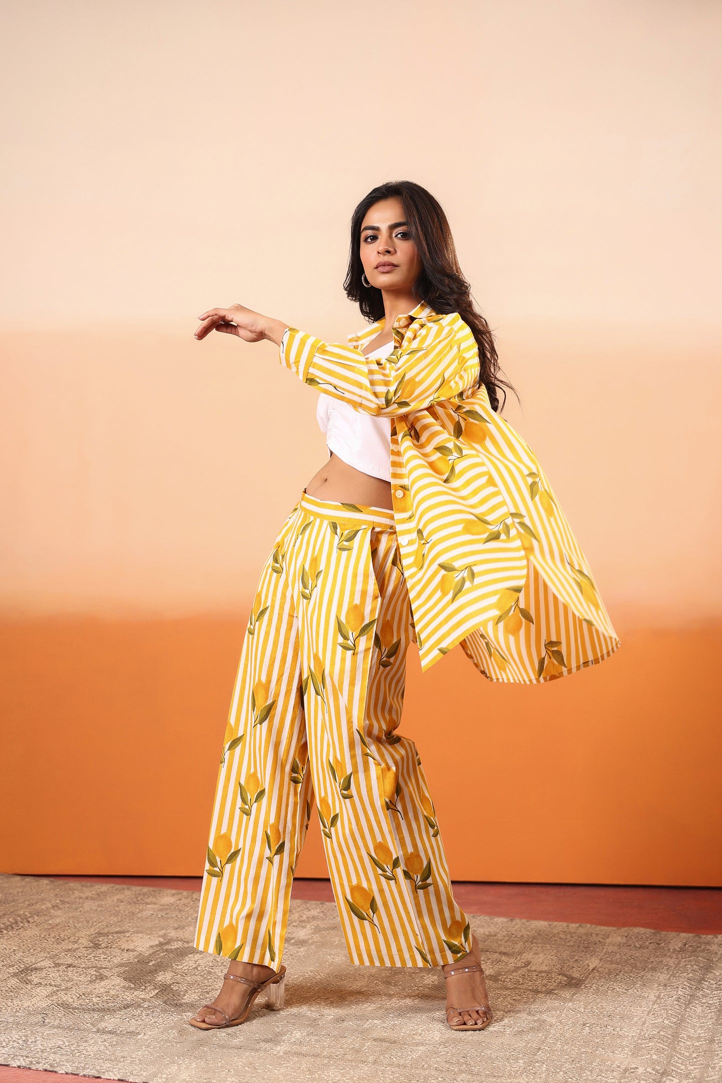 Zesty Affair Three Pcs Cotton Coord Set