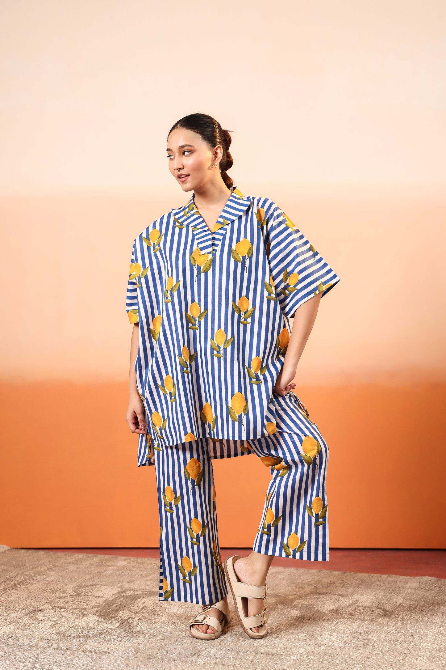 Zingy Blue Cotton Coord Set