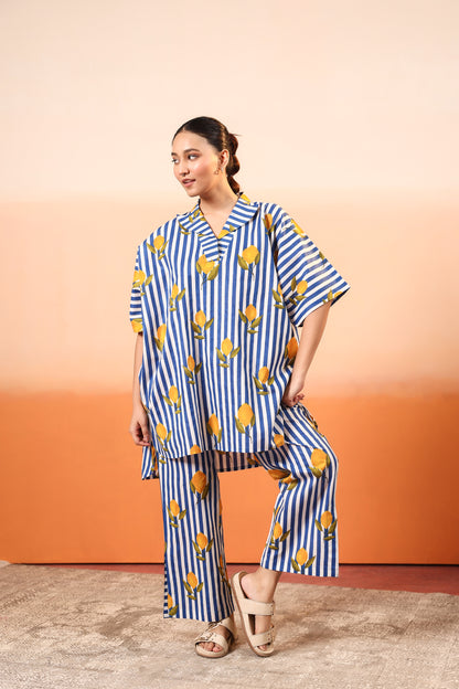 Zingy Blue Cotton Coord Set