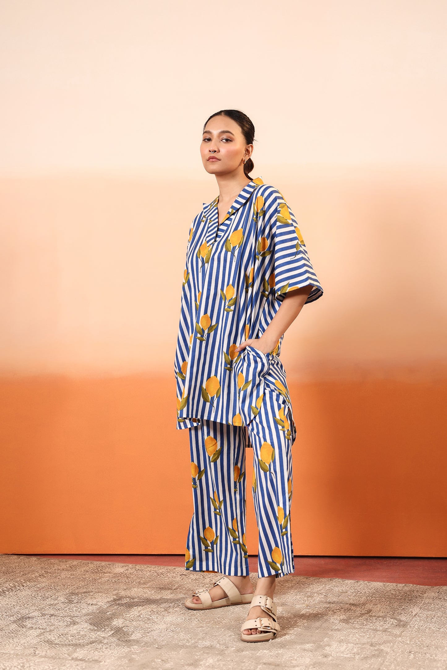 Zingy Blue Cotton Coord Set