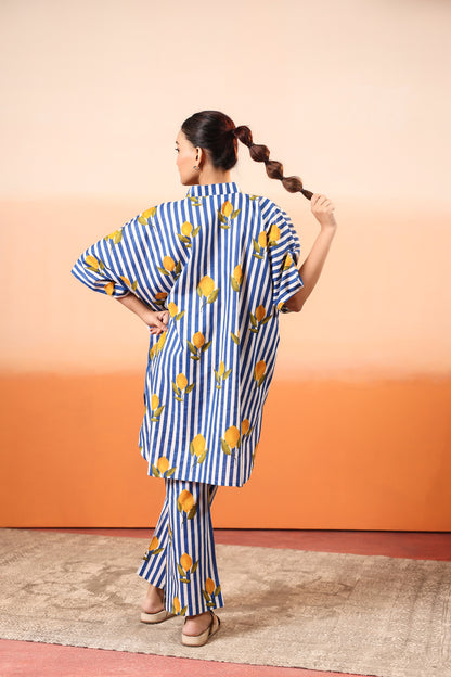 Zingy Blue Cotton Coord Set