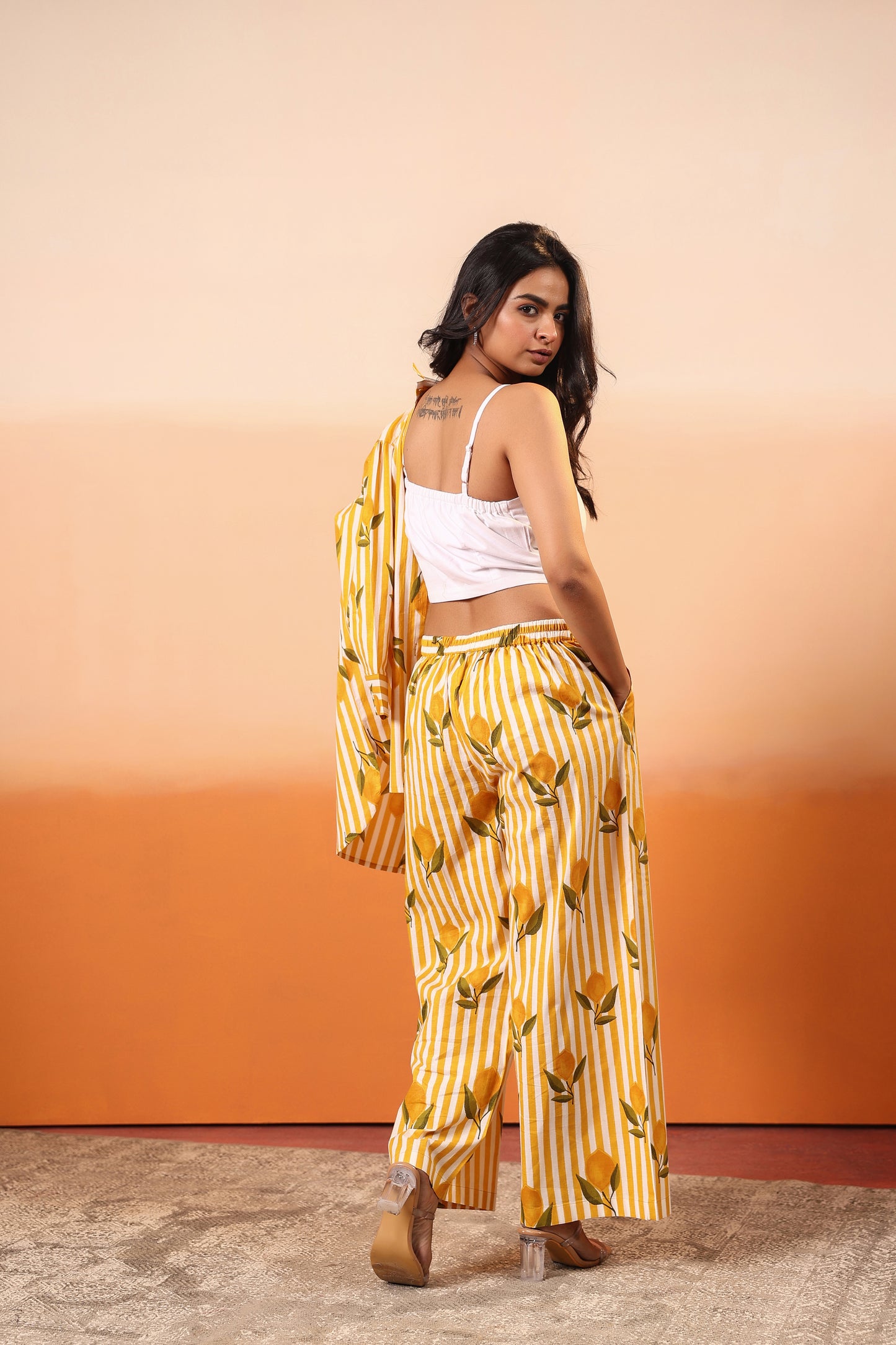 Zesty Affair Three Pcs Cotton Coord Set