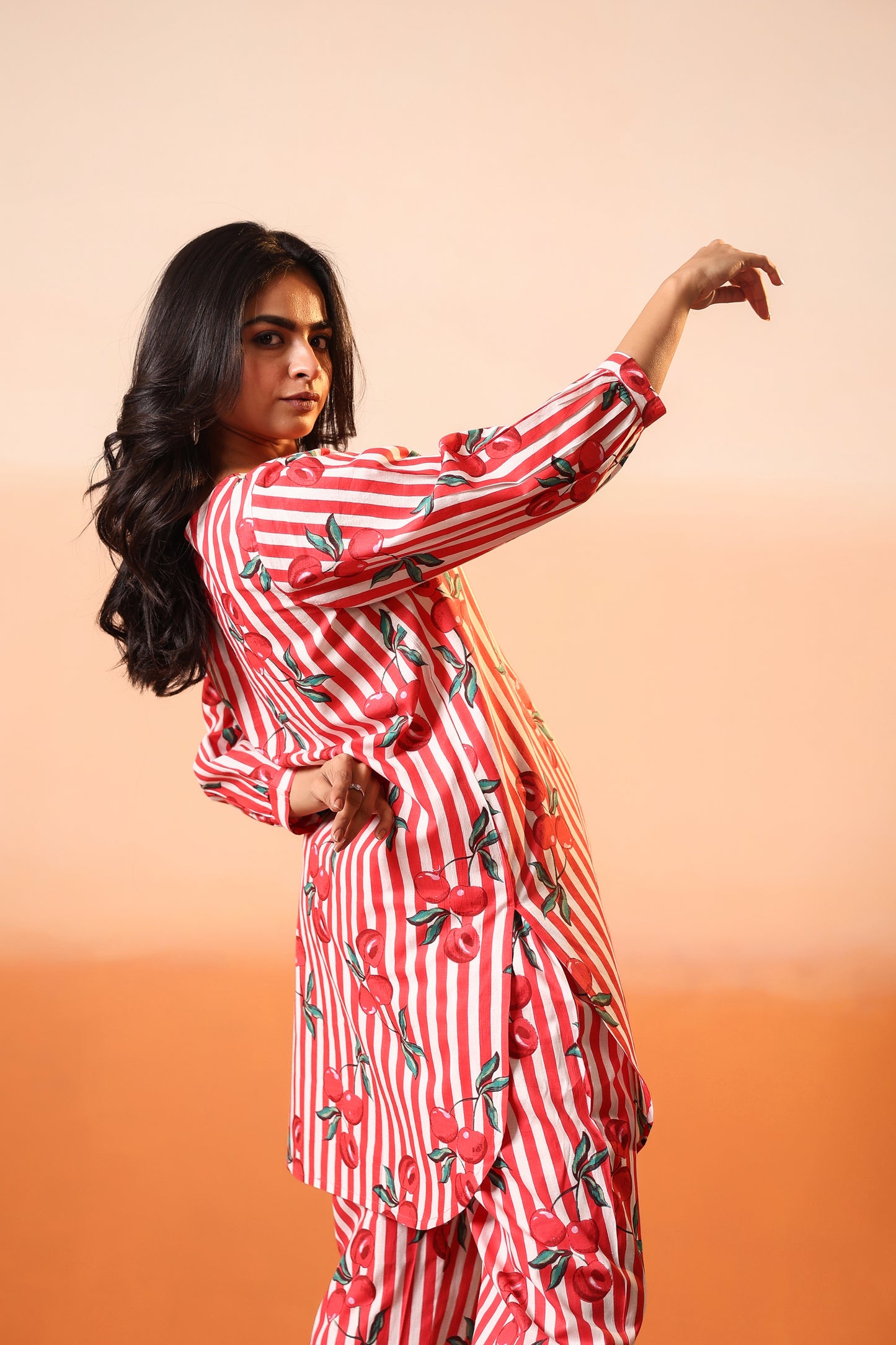 Cherry Lines Cotton Coord Set