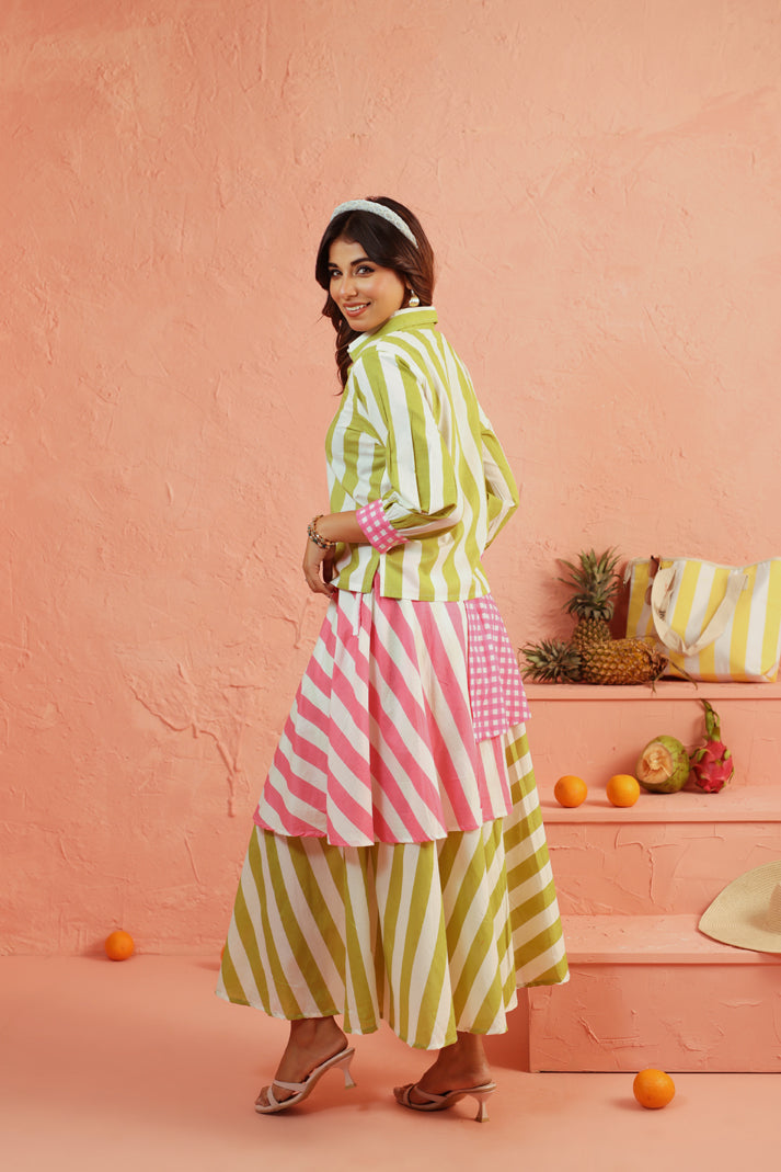 Lime Sorbet Mix Skirt Set