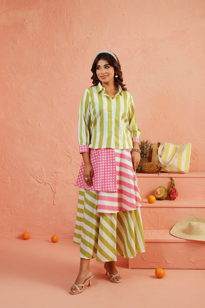 Lime Sorbet Mix Skirt Set