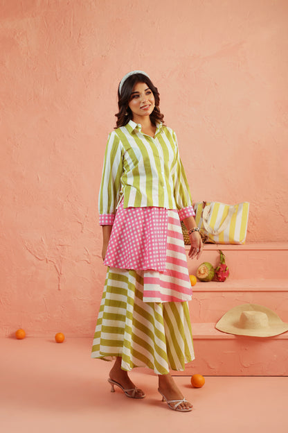 Lime Sorbet Mix Skirt Set