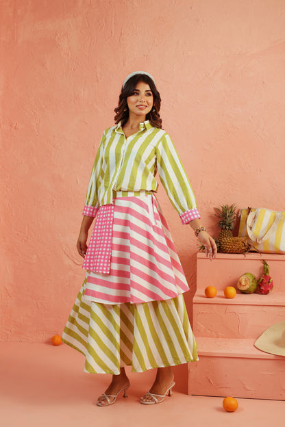 Lime Sorbet Mix Skirt Set