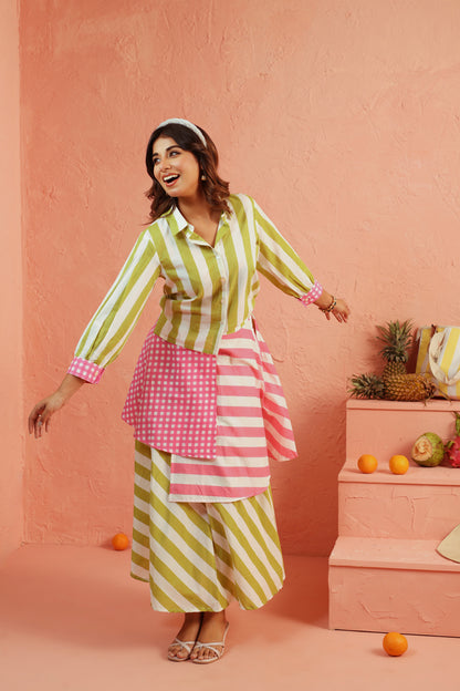 Lime Sorbet Mix Skirt Set